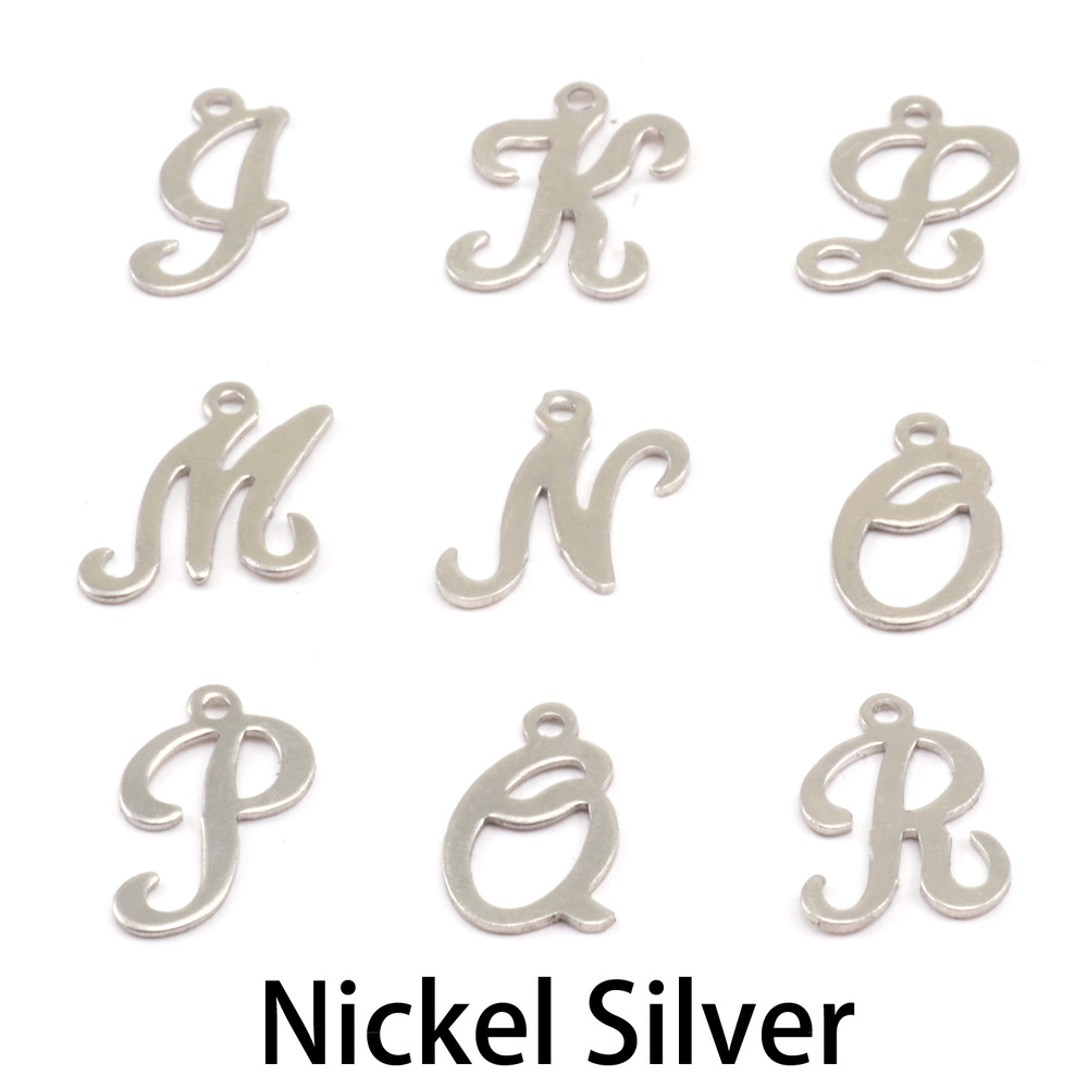 Charms & Solderable Accents Nickel Script Letter Charm P, 24g
